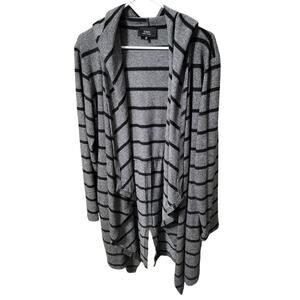 COA Gray and Black Striped Open Front Cardigan/Jacket with Hood - XL